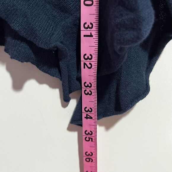 Moth Women's Navy Blue V Neck Ruffled Details Flare Hem Sweater Size Large - Picture 10 of 11